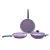 Wonderchef Valencia Non-Stick Cookware 4 Piece Set | Kadhai with Lid, Fry Pan, Dosa Tawa | Induction Friendly design | Cool Touch Bakelite Handles | Pure Grade Aluminium| PFOA Free| 2 Years Warranty | Purple